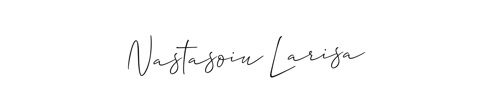 if you are searching for the best signature style for your name Nastasoiu Larisa. so please give up your signature search. here we have designed multiple signature styles  using Allison_Script. Nastasoiu Larisa signature style 2 images and pictures png