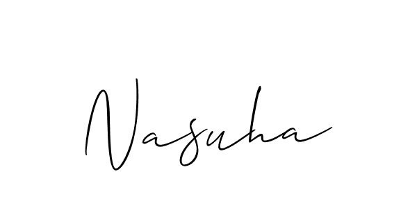 Use a signature maker to create a handwritten signature online. With this signature software, you can design (Allison_Script) your own signature for name Nasuha. Nasuha signature style 2 images and pictures png