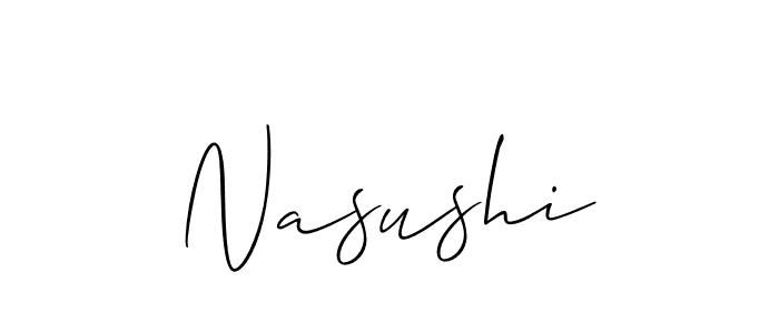 Use a signature maker to create a handwritten signature online. With this signature software, you can design (Allison_Script) your own signature for name Nasushi. Nasushi signature style 2 images and pictures png