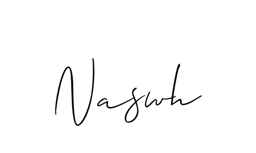 Make a beautiful signature design for name Naswh. With this signature (Allison_Script) style, you can create a handwritten signature for free. Naswh signature style 2 images and pictures png