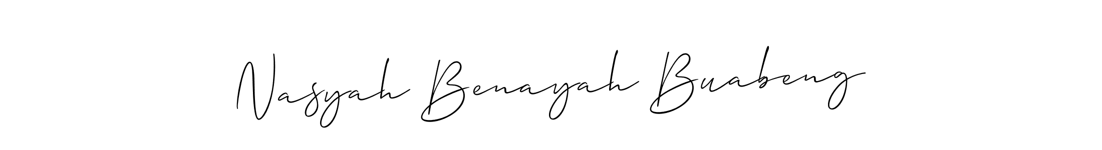 Nasyah Benayah Buabeng stylish signature style. Best Handwritten Sign (Allison_Script) for my name. Handwritten Signature Collection Ideas for my name Nasyah Benayah Buabeng. Nasyah Benayah Buabeng signature style 2 images and pictures png