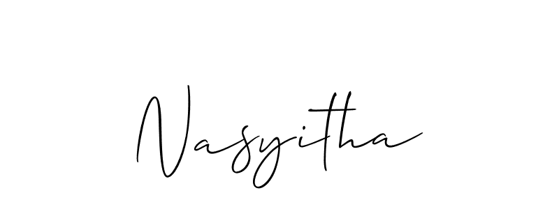 Also You can easily find your signature by using the search form. We will create Nasyitha name handwritten signature images for you free of cost using Allison_Script sign style. Nasyitha signature style 2 images and pictures png