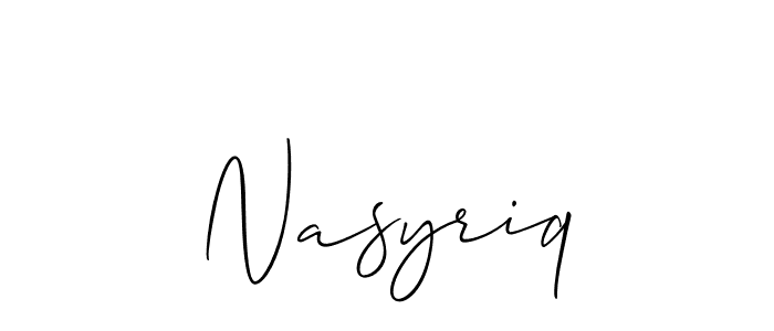 Allison_Script is a professional signature style that is perfect for those who want to add a touch of class to their signature. It is also a great choice for those who want to make their signature more unique. Get Nasyriq name to fancy signature for free. Nasyriq signature style 2 images and pictures png