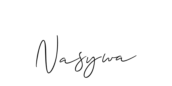 Make a beautiful signature design for name Nasywa. With this signature (Allison_Script) style, you can create a handwritten signature for free. Nasywa signature style 2 images and pictures png