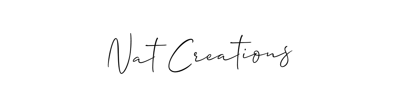 Also we have Nat Creations name is the best signature style. Create professional handwritten signature collection using Allison_Script autograph style. Nat Creations signature style 2 images and pictures png