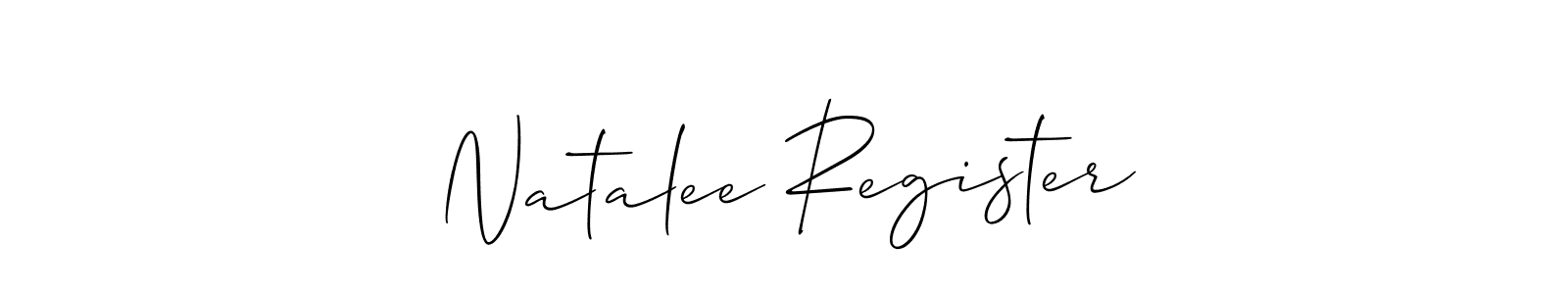Similarly Allison_Script is the best handwritten signature design. Signature creator online .You can use it as an online autograph creator for name Natalee Register. Natalee Register signature style 2 images and pictures png
