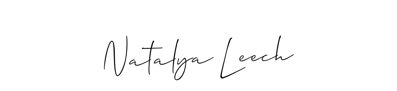 Allison_Script is a professional signature style that is perfect for those who want to add a touch of class to their signature. It is also a great choice for those who want to make their signature more unique. Get Natalya Leech name to fancy signature for free. Natalya Leech signature style 2 images and pictures png