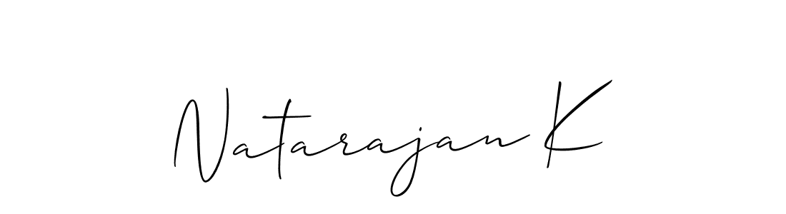 if you are searching for the best signature style for your name Natarajan K. so please give up your signature search. here we have designed multiple signature styles  using Allison_Script. Natarajan K signature style 2 images and pictures png