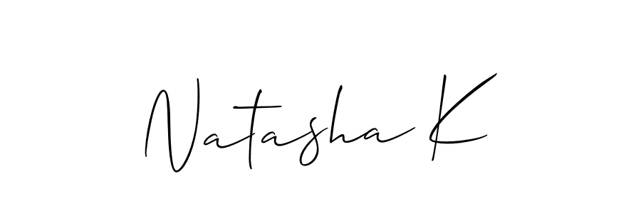 How to make Natasha K name signature. Use Allison_Script style for creating short signs online. This is the latest handwritten sign. Natasha K signature style 2 images and pictures png