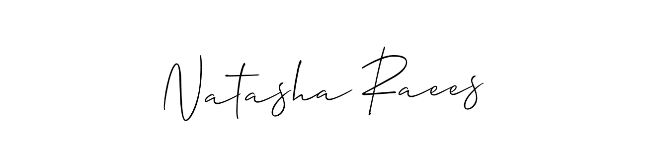 How to make Natasha Raees name signature. Use Allison_Script style for creating short signs online. This is the latest handwritten sign. Natasha Raees signature style 2 images and pictures png