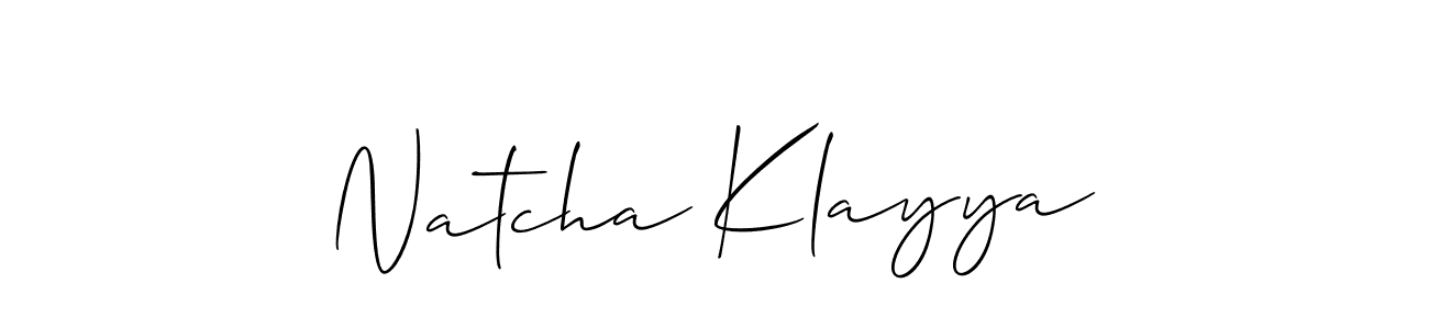 How to make Natcha Klayya name signature. Use Allison_Script style for creating short signs online. This is the latest handwritten sign. Natcha Klayya signature style 2 images and pictures png
