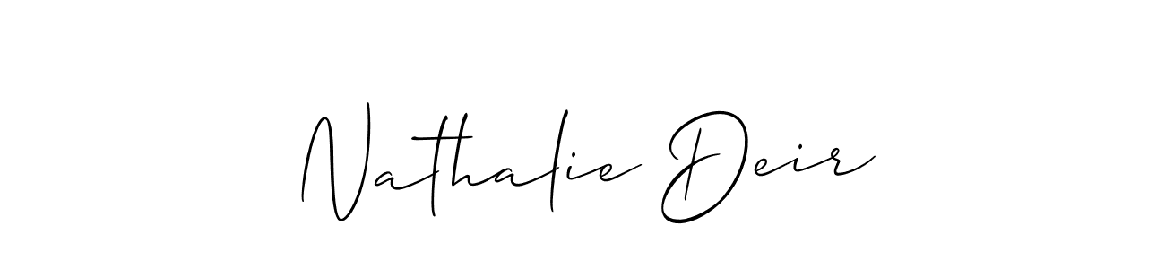 Make a short Nathalie Deir signature style. Manage your documents anywhere anytime using Allison_Script. Create and add eSignatures, submit forms, share and send files easily. Nathalie Deir signature style 2 images and pictures png
