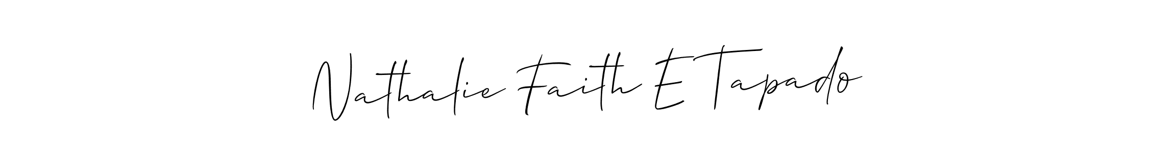 Also You can easily find your signature by using the search form. We will create Nathalie Faith E Tapado name handwritten signature images for you free of cost using Allison_Script sign style. Nathalie Faith E Tapado signature style 2 images and pictures png