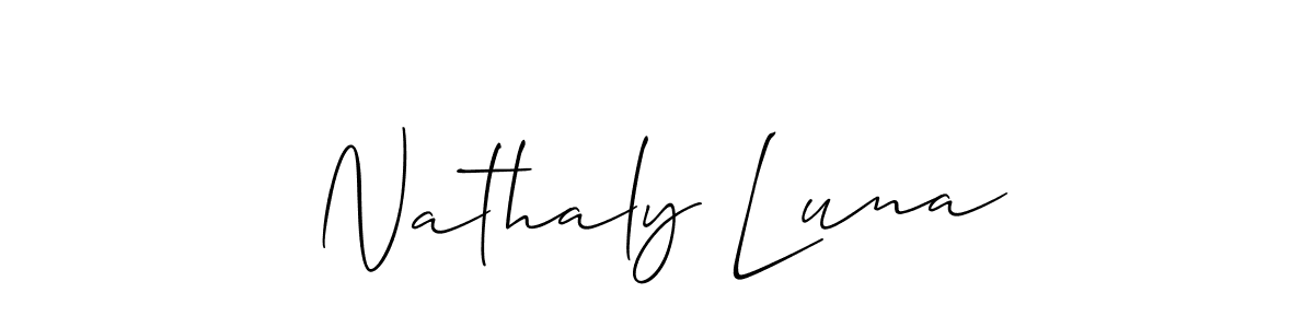 It looks lik you need a new signature style for name Nathaly Luna. Design unique handwritten (Allison_Script) signature with our free signature maker in just a few clicks. Nathaly Luna signature style 2 images and pictures png