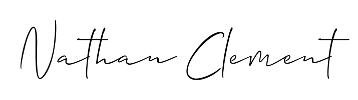 Personalize your online presence with Nathan Clement signature rendered in elegant Allison_Script font. Great for website footers and blogs. Nathan Clement signature style 2 images and pictures png