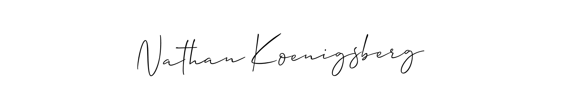 The best way (Allison_Script) to make a short signature is to pick only two or three words in your name. The name Nathan Koenigsberg include a total of six letters. For converting this name. Nathan Koenigsberg signature style 2 images and pictures png