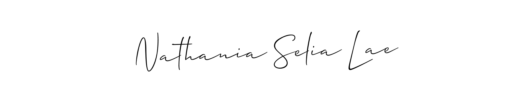 Check out images of Autograph of Nathania Selia Lae name. Actor Nathania Selia Lae Signature Style. Allison_Script is a professional sign style online. Nathania Selia Lae signature style 2 images and pictures png