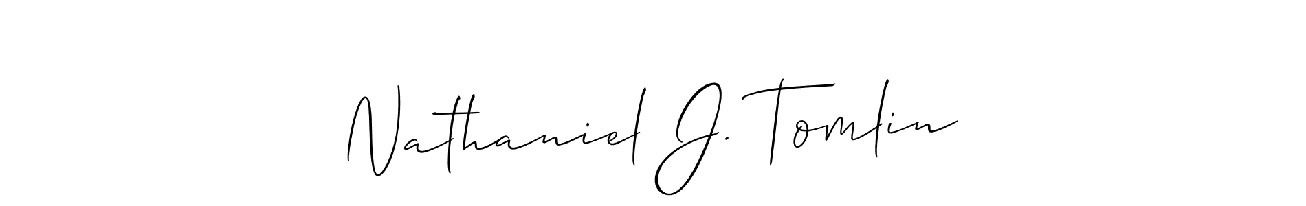 Use a signature maker to create a handwritten signature online. With this signature software, you can design (Allison_Script) your own signature for name Nathaniel J. Tomlin. Nathaniel J. Tomlin signature style 2 images and pictures png