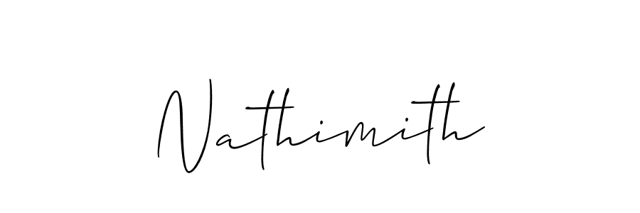Allison_Script is a professional signature style that is perfect for those who want to add a touch of class to their signature. It is also a great choice for those who want to make their signature more unique. Get Nathimith name to fancy signature for free. Nathimith signature style 2 images and pictures png