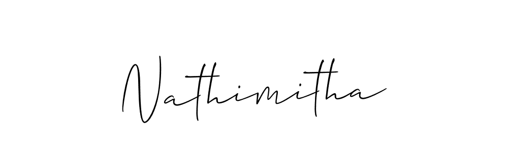 Nathimitha stylish signature style. Best Handwritten Sign (Allison_Script) for my name. Handwritten Signature Collection Ideas for my name Nathimitha. Nathimitha signature style 2 images and pictures png