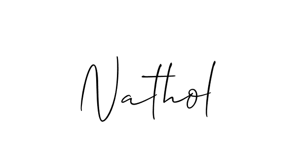 How to make Nathol name signature. Use Allison_Script style for creating short signs online. This is the latest handwritten sign. Nathol signature style 2 images and pictures png