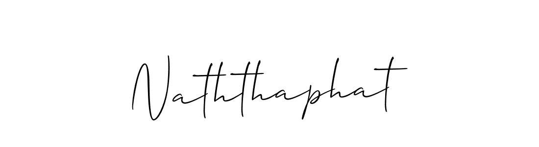 Use a signature maker to create a handwritten signature online. With this signature software, you can design (Allison_Script) your own signature for name Naththaphat. Naththaphat signature style 2 images and pictures png