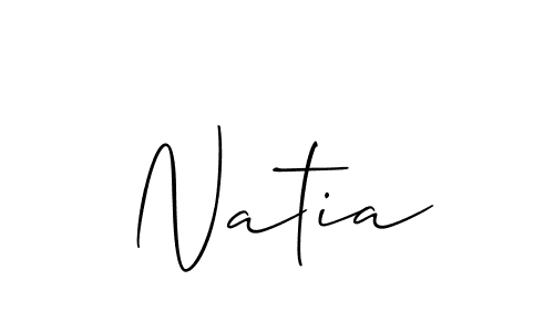 Use a signature maker to create a handwritten signature online. With this signature software, you can design (Allison_Script) your own signature for name Natia. Natia signature style 2 images and pictures png