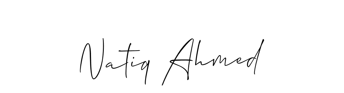 How to make Natiq Ahmed name signature. Use Allison_Script style for creating short signs online. This is the latest handwritten sign. Natiq Ahmed signature style 2 images and pictures png