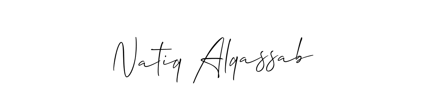 Make a beautiful signature design for name Natiq Alqassab. With this signature (Allison_Script) style, you can create a handwritten signature for free. Natiq Alqassab signature style 2 images and pictures png