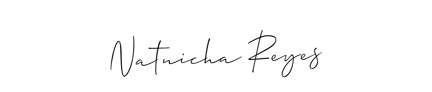 Create a beautiful signature design for name Natnicha Reyes. With this signature (Allison_Script) fonts, you can make a handwritten signature for free. Natnicha Reyes signature style 2 images and pictures png