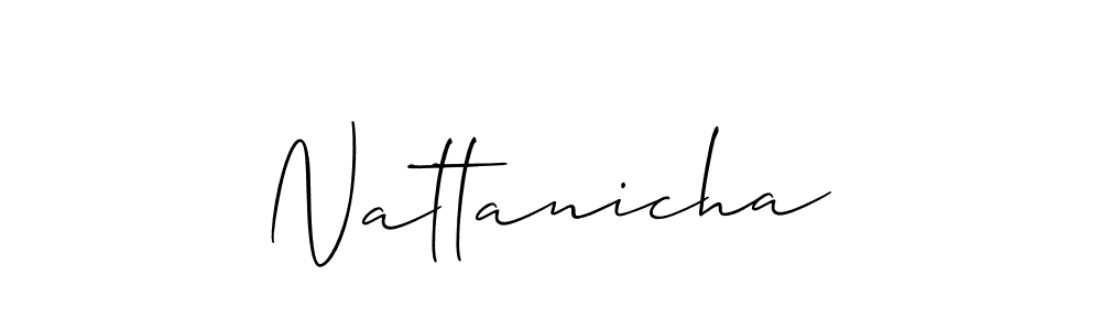 Allison_Script is a professional signature style that is perfect for those who want to add a touch of class to their signature. It is also a great choice for those who want to make their signature more unique. Get Nattanicha name to fancy signature for free. Nattanicha signature style 2 images and pictures png