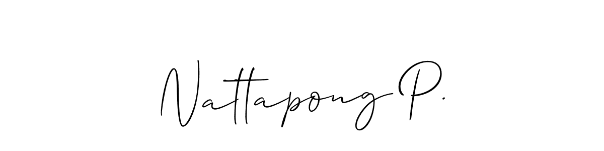 Allison_Script is a professional signature style that is perfect for those who want to add a touch of class to their signature. It is also a great choice for those who want to make their signature more unique. Get Nattapong P. name to fancy signature for free. Nattapong P. signature style 2 images and pictures png