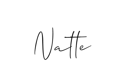 The best way (Allison_Script) to make a short signature is to pick only two or three words in your name. The name Natte include a total of six letters. For converting this name. Natte signature style 2 images and pictures png