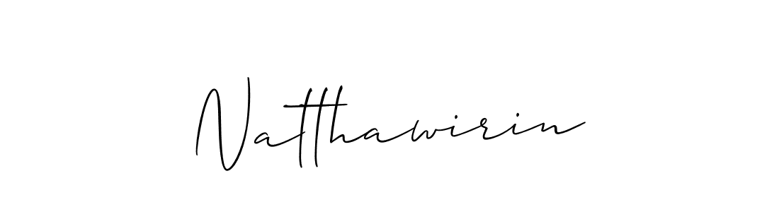 The best way (Allison_Script) to make a short signature is to pick only two or three words in your name. The name Natthawirin include a total of six letters. For converting this name. Natthawirin signature style 2 images and pictures png