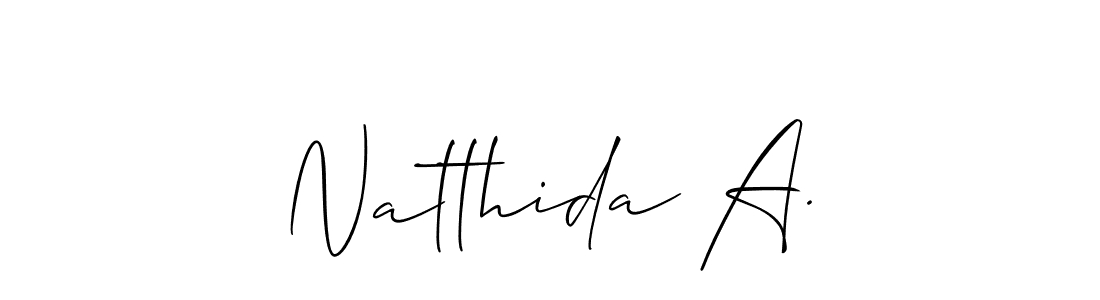 Allison_Script is a professional signature style that is perfect for those who want to add a touch of class to their signature. It is also a great choice for those who want to make their signature more unique. Get Natthida A. name to fancy signature for free. Natthida A. signature style 2 images and pictures png
