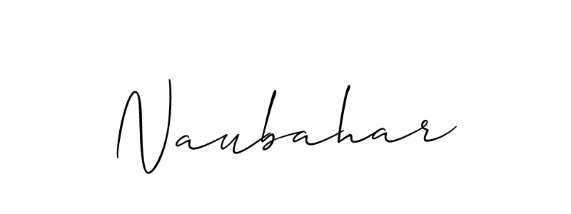 The best way (Allison_Script) to make a short signature is to pick only two or three words in your name. The name Naubahar include a total of six letters. For converting this name. Naubahar signature style 2 images and pictures png