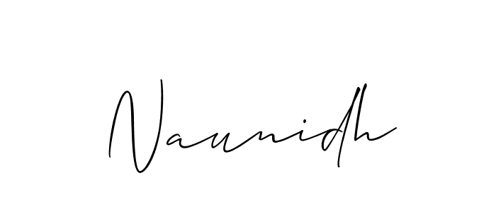 Create a beautiful signature design for name Naunidh. With this signature (Allison_Script) fonts, you can make a handwritten signature for free. Naunidh signature style 2 images and pictures png