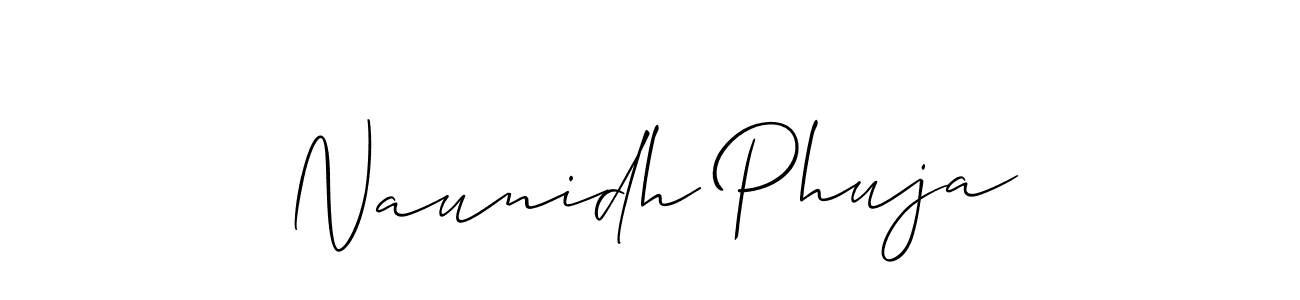 It looks lik you need a new signature style for name Naunidh Phuja. Design unique handwritten (Allison_Script) signature with our free signature maker in just a few clicks. Naunidh Phuja signature style 2 images and pictures png