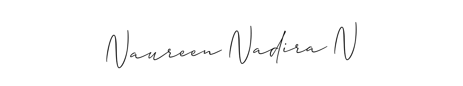 How to make Naureen Nadira N signature? Allison_Script is a professional autograph style. Create handwritten signature for Naureen Nadira N name. Naureen Nadira N signature style 2 images and pictures png