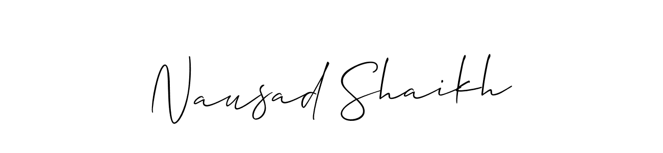 The best way (Allison_Script) to make a short signature is to pick only two or three words in your name. The name Nausad Shaikh include a total of six letters. For converting this name. Nausad Shaikh signature style 2 images and pictures png