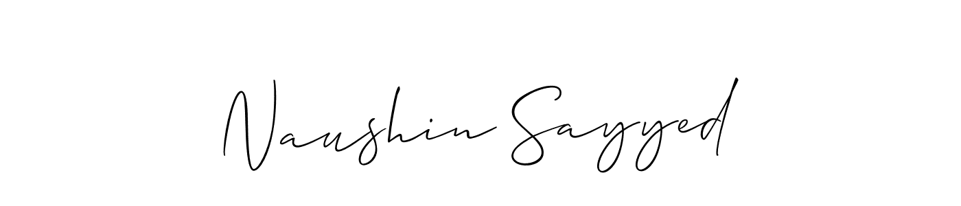 The best way (Allison_Script) to make a short signature is to pick only two or three words in your name. The name Naushin Sayyed include a total of six letters. For converting this name. Naushin Sayyed signature style 2 images and pictures png