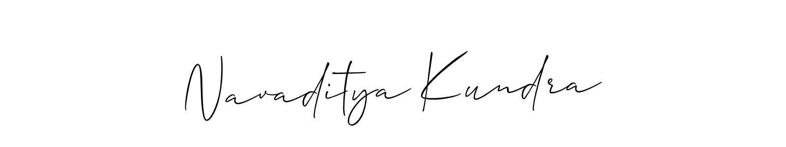 How to Draw Navaditya Kundra signature style? Allison_Script is a latest design signature styles for name Navaditya Kundra. Navaditya Kundra signature style 2 images and pictures png