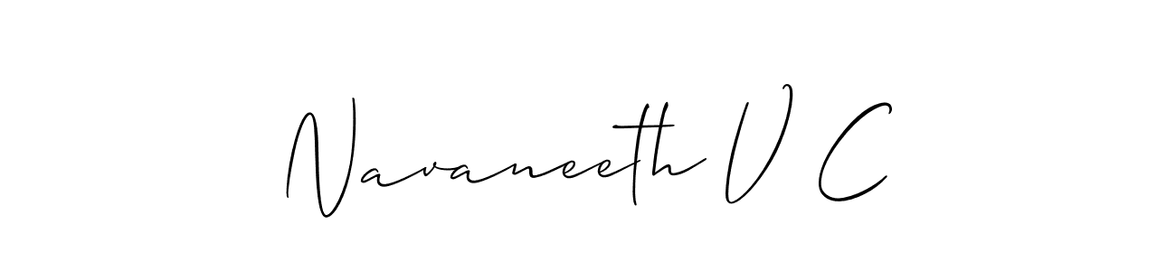 Also we have Navaneeth V C name is the best signature style. Create professional handwritten signature collection using Allison_Script autograph style. Navaneeth V C signature style 2 images and pictures png