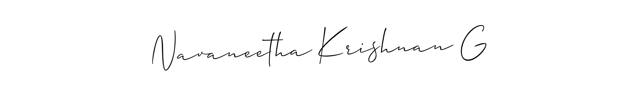 Allison_Script is a professional signature style that is perfect for those who want to add a touch of class to their signature. It is also a great choice for those who want to make their signature more unique. Get Navaneetha Krishnan G name to fancy signature for free. Navaneetha Krishnan G signature style 2 images and pictures png