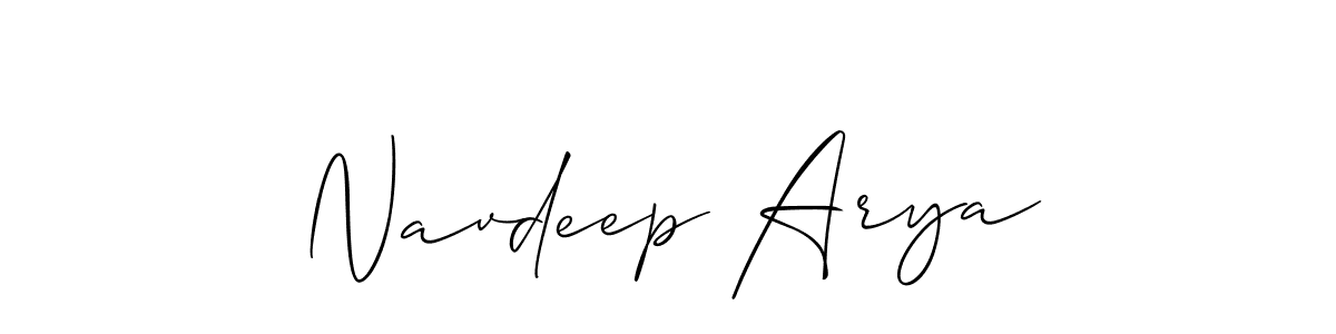 The best way (Allison_Script) to make a short signature is to pick only two or three words in your name. The name Navdeep Arya include a total of six letters. For converting this name. Navdeep Arya signature style 2 images and pictures png