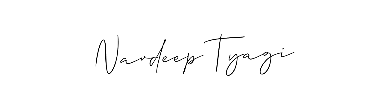 The best way (Allison_Script) to make a short signature is to pick only two or three words in your name. The name Navdeep Tyagi include a total of six letters. For converting this name. Navdeep Tyagi signature style 2 images and pictures png
