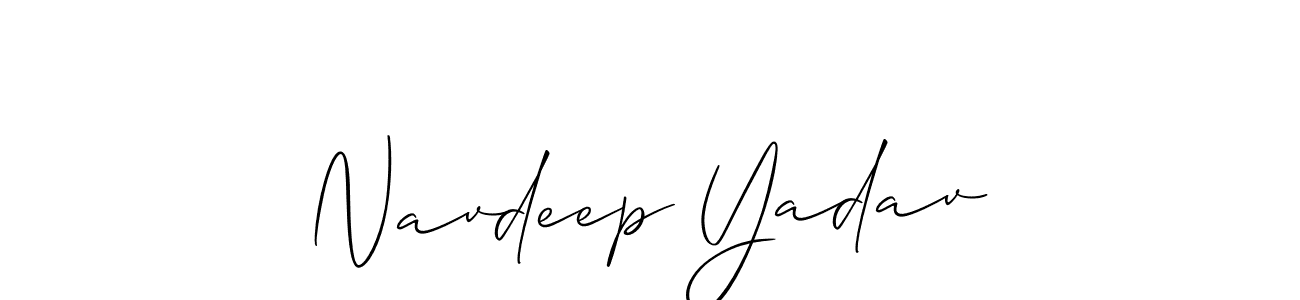 Use a signature maker to create a handwritten signature online. With this signature software, you can design (Allison_Script) your own signature for name Navdeep Yadav. Navdeep Yadav signature style 2 images and pictures png