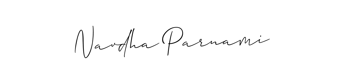 How to make Navdha Parnami name signature. Use Allison_Script style for creating short signs online. This is the latest handwritten sign. Navdha Parnami signature style 2 images and pictures png