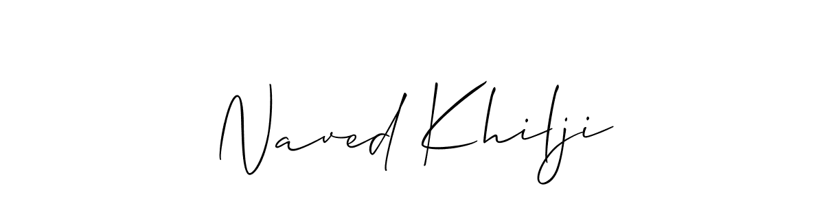 Make a beautiful signature design for name Naved Khilji. With this signature (Allison_Script) style, you can create a handwritten signature for free. Naved Khilji signature style 2 images and pictures png