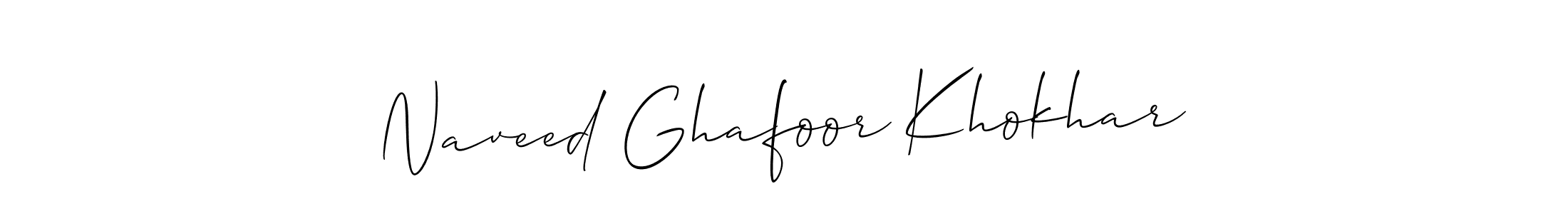 Allison_Script is a professional signature style that is perfect for those who want to add a touch of class to their signature. It is also a great choice for those who want to make their signature more unique. Get Naveed Ghafoor Khokhar name to fancy signature for free. Naveed Ghafoor Khokhar signature style 2 images and pictures png